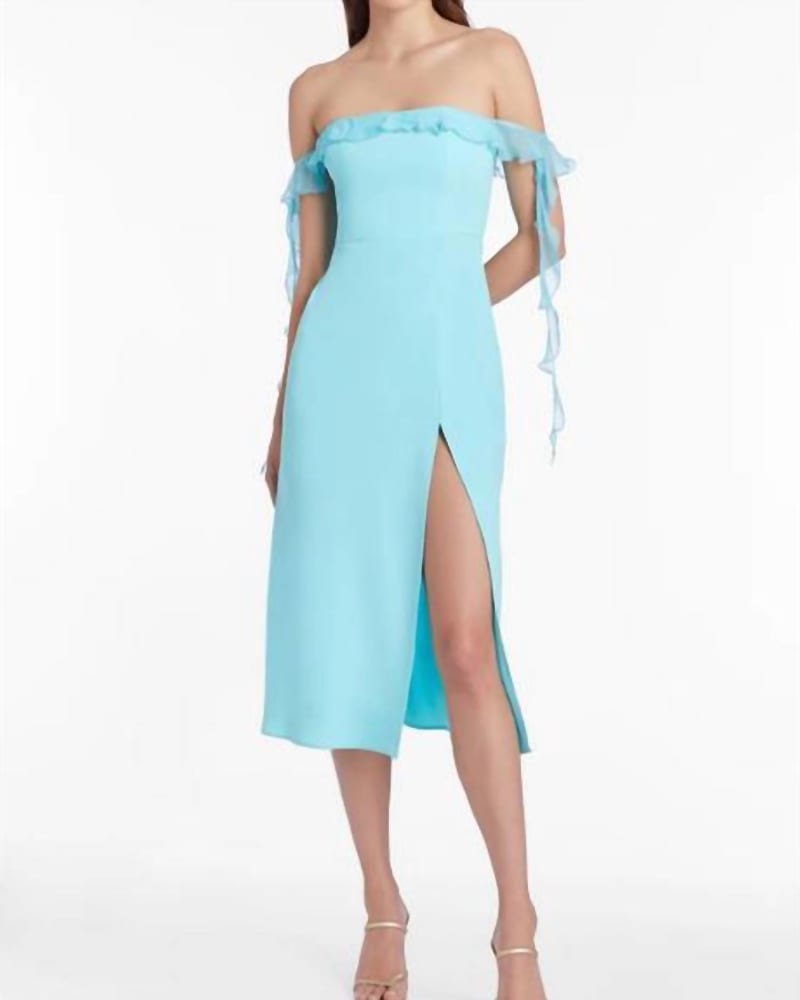 Front of a model wearing a size L Copellia Dress In Wave in Wave by Amanda Uprichard. | dia_product_style_image_id:346572